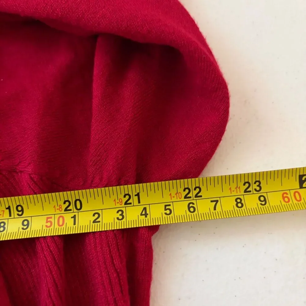 Chico's Cardigan Sweater Women's 2 Large Red Ribbed Open Knit Casual